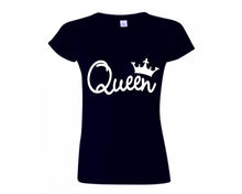 將圖片載入圖庫檢視器 Navy Blue color Queen design T Shirt for Woman
