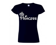 將圖片載入圖庫檢視器 Navy Blue color Princess design T Shirt for Woman