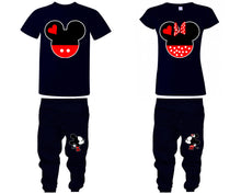 將圖片載入圖庫檢視器 Mickey Minnie shirts, matching top and bottom set, Navy Blue t shirts, men joggers, shirt and jogger pants women. Matching couple joggers