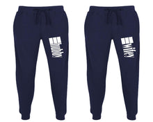將圖片載入圖庫檢視器 Hubby and Wifey matching jogger pants, Navy Blue sweatpants for mens, jogger set womens. Matching couple joggers.