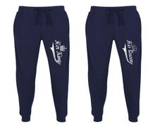 Load image into Gallery viewer, Her King and His Queen matching jogger pants, Navy Blue sweatpants for mens, jogger set womens. Matching couple joggers.