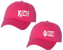 Load image into Gallery viewer, King and Queen matching caps for couples, Neon Pink baseball caps.