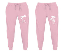 將圖片載入圖庫檢視器 King and Queen matching jogger pants, Pink sweatpants for mens, jogger set womens. Matching couple joggers.