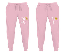 Load image into Gallery viewer, King and Queen matching jogger pants, Pink sweatpants for mens, jogger set womens. Matching couple joggers.