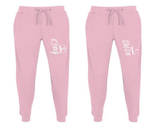 將圖片載入圖庫檢視器 King and Queen matching jogger pants, Pink sweatpants for mens, jogger set womens. Matching couple joggers.