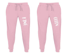 Load image into Gallery viewer, King and Queen matching jogger pants, Pink sweatpants for mens, jogger set womens. Matching couple joggers.