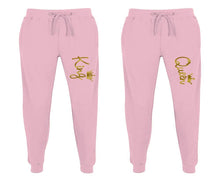 將圖片載入圖庫檢視器 King and Queen matching jogger pants, Pink sweatpants for mens, jogger set womens. Matching couple joggers.