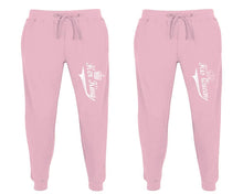 Load image into Gallery viewer, Her King and His Queen matching jogger pants, Pink sweatpants for mens, jogger set womens. Matching couple joggers.