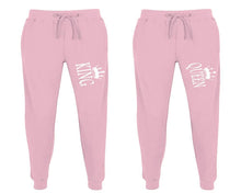 將圖片載入圖庫檢視器 King and Queen matching jogger pants, Pink sweatpants for mens, jogger set womens. Matching couple joggers.