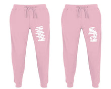 Load image into Gallery viewer, Hubby and Wifey matching jogger pants, Pink sweatpants for mens, jogger set womens. Matching couple joggers.