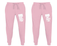 將圖片載入圖庫檢視器 Hubby and Wifey matching jogger pants, Pink sweatpants for mens, jogger set womens. Matching couple joggers.