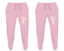 Load image into Gallery viewer, King and Queen matching jogger pants, Pink sweatpants for mens, jogger set womens. Matching couple joggers.