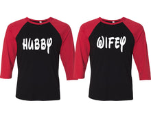將圖片載入圖庫檢視器 Hubby and Wifey matching couple baseball shirts.Couple shirts, Red Black 3/4 sleeve baseball t shirts. Couple matching shirts.