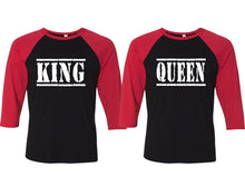 將圖片載入圖庫檢視器 King and Queen matching couple baseball shirts.Couple shirts, Red Black 3/4 sleeve baseball t shirts. Couple matching shirts.