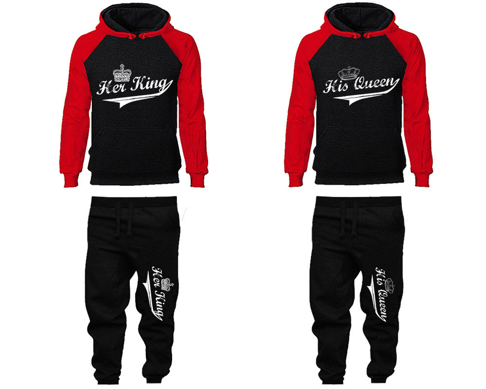 Her King and His Queen Hoodie and Sweatpants 4 Pcs Sets for Couples. –  CaliWeston