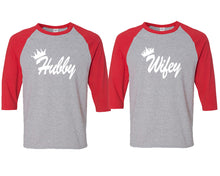 將圖片載入圖庫檢視器 Hubby and Wifey matching couple baseball shirts.Couple shirts, Red Grey 3/4 sleeve baseball t shirts. Couple matching shirts.