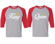 將圖片載入圖庫檢視器 King and Queen matching couple baseball shirts.Couple shirts, Red Grey 3/4 sleeve baseball t shirts. Couple matching shirts.