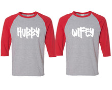 將圖片載入圖庫檢視器 Hubby and Wifey matching couple baseball shirts.Couple shirts, Red Grey 3/4 sleeve baseball t shirts. Couple matching shirts.