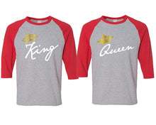 將圖片載入圖庫檢視器 King and Queen matching couple baseball shirts.Couple shirts, Red Grey 3/4 sleeve baseball t shirts. Couple matching shirts.