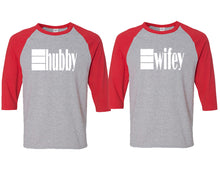 將圖片載入圖庫檢視器 Hubby and Wifey matching couple baseball shirts.Couple shirts, Red Grey 3/4 sleeve baseball t shirts. Couple matching shirts.