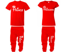 將圖片載入圖庫檢視器 Prince Princess shirts, matching top and bottom set, Red t shirts, men joggers, shirt and jogger pants women. Matching couple joggers