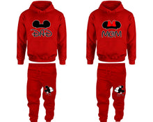 將圖片載入圖庫檢視器 Dad and Mom matching top and bottom set, Red hoodie and sweatpants sets for mens hoodie and jogger set womens. Matching couple joggers.