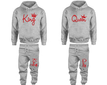 Load image into Gallery viewer, King and Queen matching top and bottom set, Red Glitter hoodie and sweatpants sets for mens hoodie and jogger set womens. Matching couple joggers.