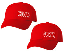 Load image into Gallery viewer, King and Queen matching caps for couples, Red baseball caps.