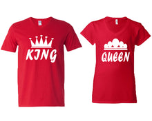 將圖片載入圖庫檢視器 King and Queen matching couple v-neck shirts.Couple shirts, Red v neck t shirts for men, v neck t shirts women. Couple matching shirts.