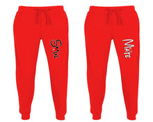 Load image into Gallery viewer, Soul and Mate matching jogger pants, Red sweatpants for mens, jogger set womens. Matching couple joggers.