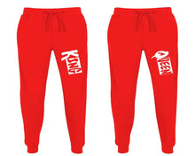 Load image into Gallery viewer, King and Queen matching jogger pants, Red sweatpants for mens, jogger set womens. Matching couple joggers.