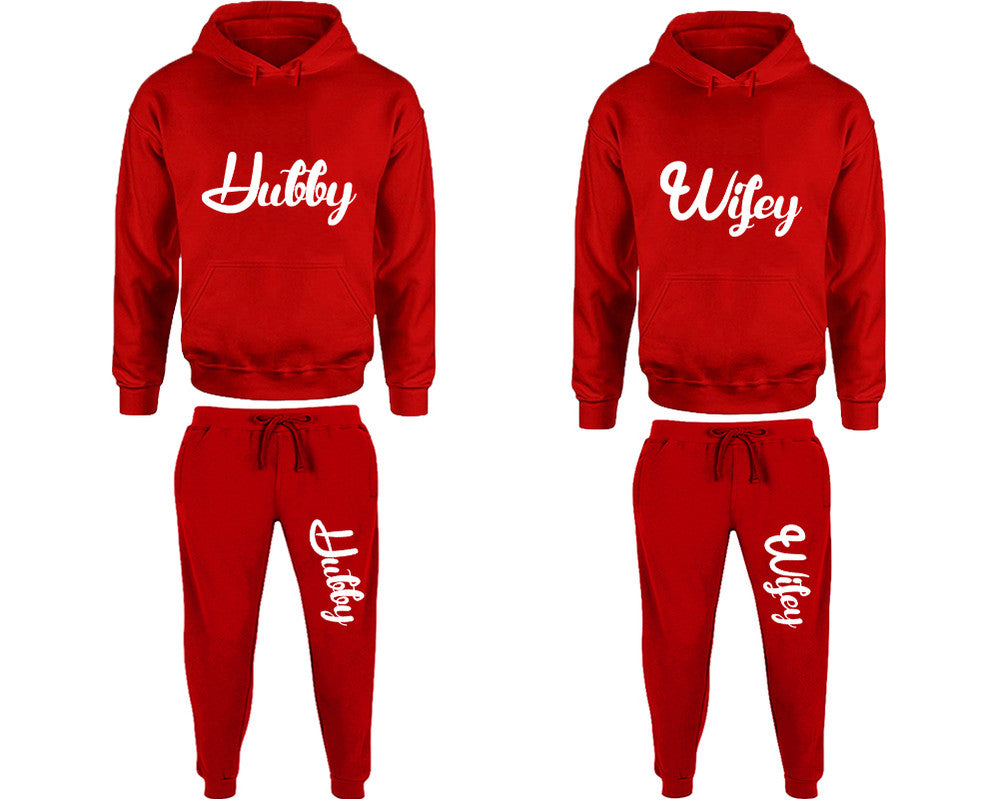 Hubby and Wifey Pullover Hoodie and Sweatpants 4 Pcs Matching Set