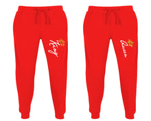 Load image into Gallery viewer, King and Queen matching jogger pants, Red sweatpants for mens, jogger set womens. Matching couple joggers.