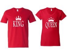 將圖片載入圖庫檢視器 King and Queen matching couple v-neck shirts.Couple shirts, Red v neck t shirts for men, v neck t shirts women. Couple matching shirts.