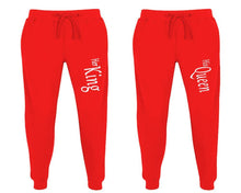 Load image into Gallery viewer, Her King and His Queen matching jogger pants, Red sweatpants for mens, jogger set womens. Matching couple joggers.