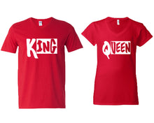 將圖片載入圖庫檢視器 King and Queen matching couple v-neck shirts.Couple shirts, Red v neck t shirts for men, v neck t shirts women. Couple matching shirts.
