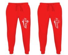 Load image into Gallery viewer, Her King and His Queen matching jogger pants, Red sweatpants for mens, jogger set womens. Matching couple joggers.