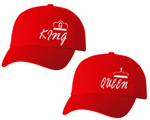 Load image into Gallery viewer, King and Queen matching caps for couples, Red baseball caps.