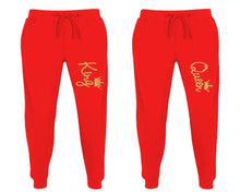 將圖片載入圖庫檢視器 King and Queen matching jogger pants, Red sweatpants for mens, jogger set womens. Matching couple joggers.