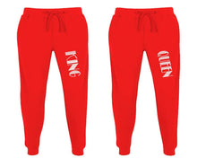 Load image into Gallery viewer, King and Queen matching jogger pants, Red sweatpants for mens, jogger set womens. Matching couple joggers.