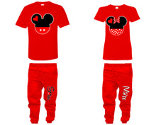 將圖片載入圖庫檢視器 Mickey Minnie shirts, matching top and bottom set, Red t shirts, men joggers, shirt and jogger pants women. Matching couple joggers