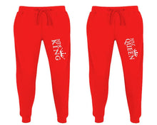 Load image into Gallery viewer, Her King and His Queen matching jogger pants, Red sweatpants for mens, jogger set womens. Matching couple joggers.