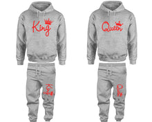 Load image into Gallery viewer, King and Queen matching top and bottom set, Red hoodie and sweatpants sets for mens hoodie and jogger set womens. Matching couple joggers.