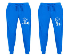 Load image into Gallery viewer, King and Queen matching jogger pants, Royal Blue sweatpants for mens, jogger set womens. Matching couple joggers.