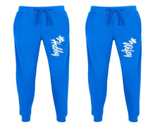 Load image into Gallery viewer, Hubby and Wifey matching jogger pants, Royal Blue sweatpants for mens, jogger set womens. Matching couple joggers.