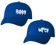 將圖片載入圖庫檢視器 Hubby and Wifey matching caps for couples, Royal Blue baseball caps.