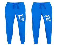 Load image into Gallery viewer, King and Queen matching jogger pants, Royal Blue sweatpants for mens, jogger set womens. Matching couple joggers.