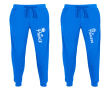 Load image into Gallery viewer, Prince and Princess matching jogger pants, Royal Blue sweatpants for mens, jogger set womens. Matching couple joggers.