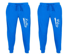 Load image into Gallery viewer, Hubby and Wifey matching jogger pants, Royal Blue sweatpants for mens, jogger set womens. Matching couple joggers.
