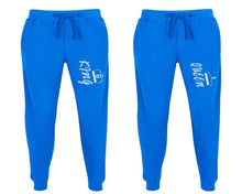 將圖片載入圖庫檢視器 King and Queen matching jogger pants, Royal Blue sweatpants for mens, jogger set womens. Matching couple joggers.